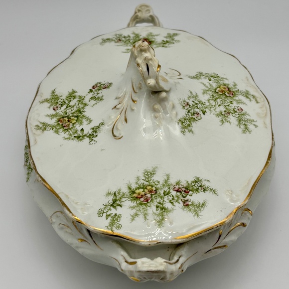 Antique Homer Laughlin, White Granite, Porcelain Covered Casserole, Transferware - Picture 5 of 16